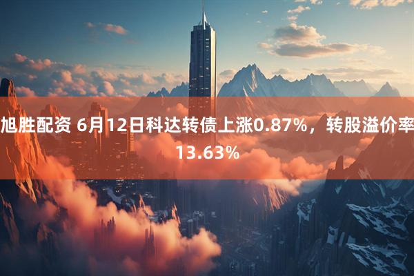 旭胜配资 6月12日科达转债上涨0.87%，转股溢价率13.63%